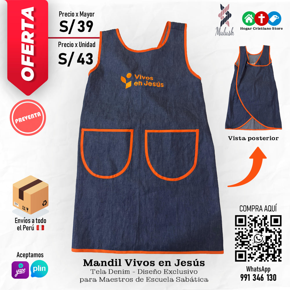 Mandil “Vivos en Jesús”